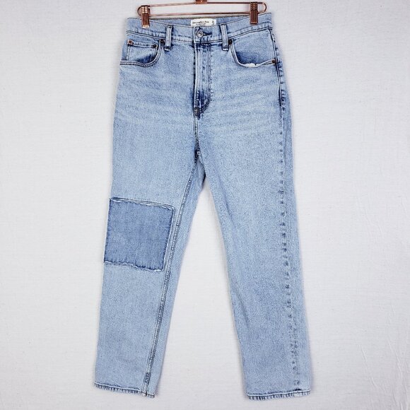 Abercrombie & Fitch Ultra High Rise Ankle Straight Jean Patch Detail size 26 - Picture 2 of 11